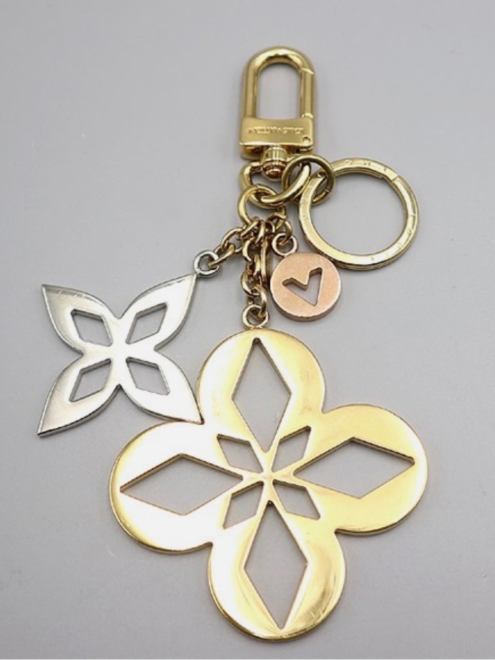 Gold & Silver Floral Keychain Charm - Designer Style